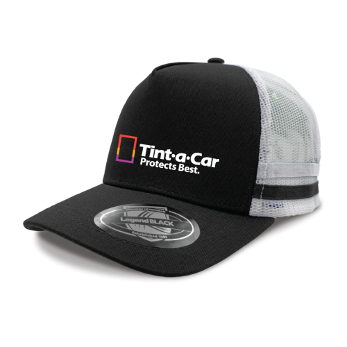 7050 Striped Trucker Cap - Black / White